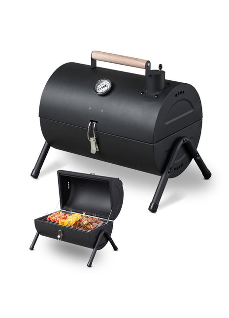 Portable Charcoal Grill with Thermometer – Compact Tabletop BBQ Grill for Camping & Outdoor Cooking