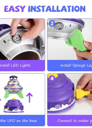 UFO Water Fountain Rocket Toy – Outdoor Kids Sprinkler for Summer Backyard Fun