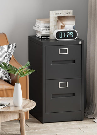 2 Drawer Mobile File Cabinet with Lock – Rolling Metal Under Desk Filing Cabinet
