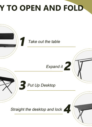 46 Inches Folding Camping Table – Portable Carbon Steel Picnic Table with Carry Bag