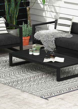 Reversible Outdoor Rug 8x10 Waterproof – Boho RV Camping Patio Rug with Carry Bag Gray & Cream