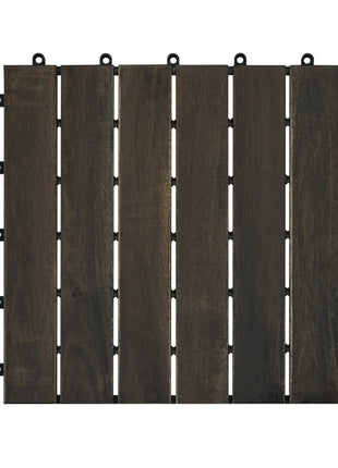 30 PCS Acacia Wood Interlocking Deck Tiles – 12" × 12" Outdoor Patio Flooring for Balcony, Garden & Poolside