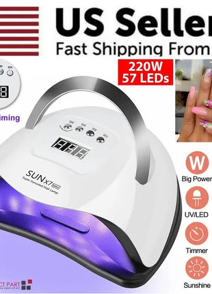 220W LED UV Nail Dryer Lamp – Gel Polish Curing Machine for Manicure & Pedicure
