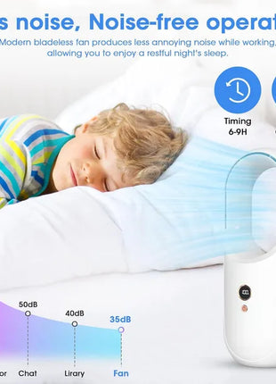 Likeshoppe Portable Bladeless Desk Fan Rechargeable – Quiet Personal Cooling Fan with 6 Speeds & LED Display for Bedroom & Office
