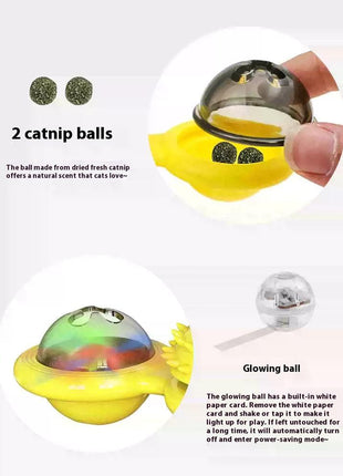 Interactive Windmill Cat Toy with LED Light Ball – Suction Cup Indoor Cat Entertainment Set