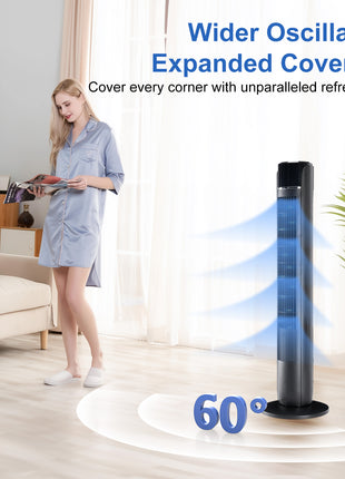35" Oscillating Tower Fan with Remote – Quiet Cooling Fan