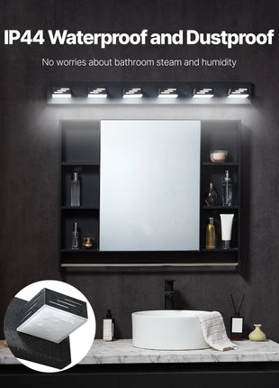 Likeshoppe 48W LED Vanity Light with 6 Rotatable Heads – Ultra Bright Waterproof Bathroom Light Fixture for Mirror & Makeup Lighting
