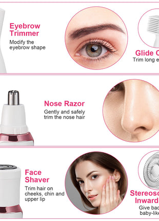 4-in-1 Women’s Electric Razor – Rechargeable Bikini Trimmer & Facial Hair Remover Kit