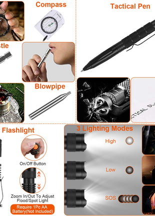 125PCS Survival Kit Emergency Tactical First Aid Gear for Camping Hiking