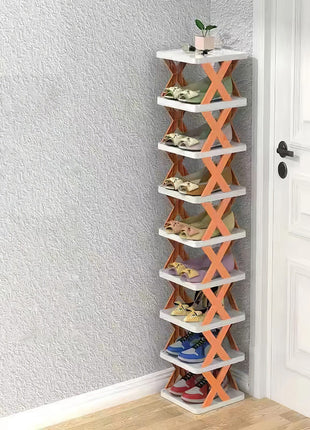 9 Tier Narrow Shoe Rack Vertical Organizer | Space Saving Entryway Shoe Storage | Likeshoppe