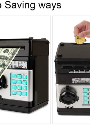 Kids Electronic Piggy Bank ATM – Password Money Saving Box with Auto Cash Scroll