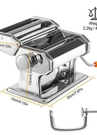 Likeshoppe Choice Stainless Steel Manual Pasta Maker – Adjustable Noodle Machine for Spaghetti &amp; Fettuccine