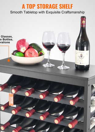 Likeshoppe 42 Bottle Bamboo Wine Rack – 7 Tier Freestanding Wooden Wine Storage Shelf with Top Display for Kitchen, Dining Room & Home Bar