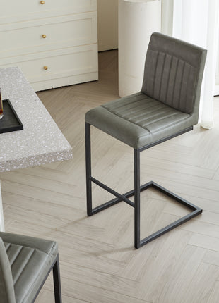 Likeshoppe Gray Faux Leather Counter Height Bar Stools Set of 2