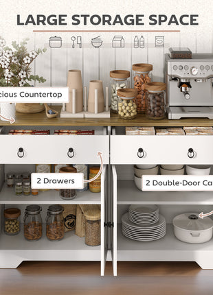 Farmhouse Sideboard Buffet Cabinet with Barn Doors – Rustic Kitchen Credenza Storage Cabinet with Drawers