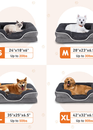 Memory Foam Orthopedic Pet Bed for Dogs & Cats – Washable Cover with Waterproof Liner