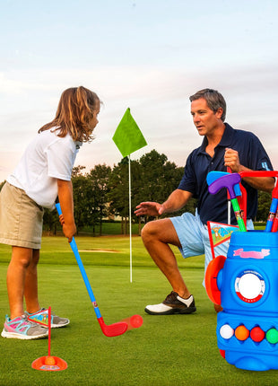 Toddler Golf Set With 4 Balls 4 Clubs 2 Holes 2 FlagsLikeshoppe Golf Cart Indoor Outdoor Golf Game Gift For 3-5 Years Old Kids For Spring Outdoor Activities