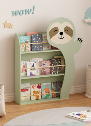 Likeshoppe Bookshelf with 3 Tier Display – Wooden Book Rack for Nursery, Playroom & Reading Corner