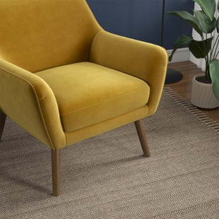 Likeshoppe Gold Velvet Lounge Chair with Walnut Wood Legs – Modern Accent Armchair for Living Room, Bedroom & Lounge Space