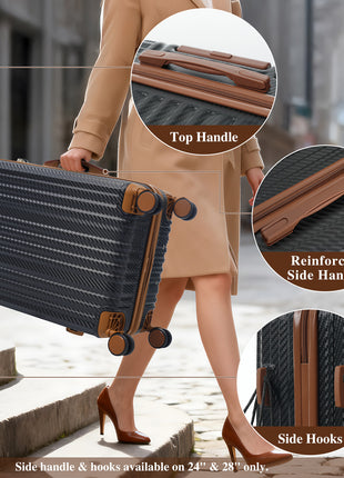 6 Piece ABS Luggage Set with TSA Lock & Spinner Wheels – Black Brown
