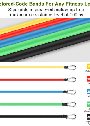 11PCS Resistance Bands Set – Adjustable Workout Tube Bands with Handles & Door Anchor