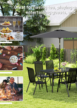8 Piece Patio Dining Set with Umbrella – Outdoor Table & 6 Chairs