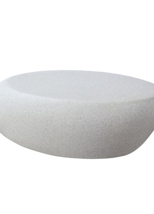 Modern Fiberglass Elliptical Coffee Table – Matte Rock Texture Irregular Living Room Center Table