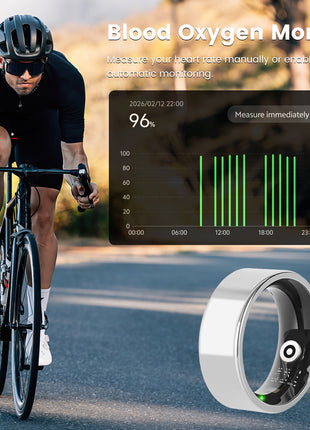 Smart Ring Health Tracker – Sleep, HRV, Stress & Fitness Tracking Ring for iOS & Android