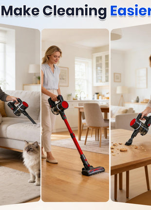 Cordless Vacuum Cleaner – Lightweight Rechargeable Stick Vacuum with LED Light