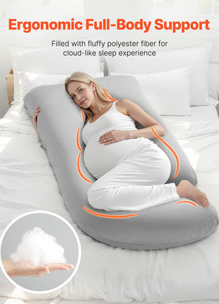 Likeshoppe G-Shaped Pregnancy Pillow for Full Body Support – Maternity Pillow with Jersey Cotton Cover for Sleeping, Nursing & Pain Relief