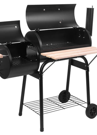 Black Carbon Charcoal Grill Smoker – Outdoor BBQ Oven with Thermometer & Side Smoker