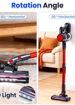 Cordless Vacuum Cleaner – Lightweight Rechargeable Stick Vacuum with LED Light