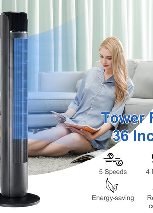 35" Oscillating Tower Fan with Remote – Quiet Cooling Fan