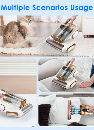 Mattress Vacuum Cleaner 16KPa with UVC Light & Ultrasonic Cleaning for Bed Sofa Pillows