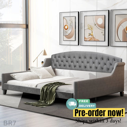 BR7- Modern Luxury Tufted Button Daybed, Full, Gray (Old SKU: SM001009AAE) - Likeshoppe 