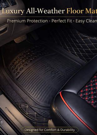 Universal Anti-Slip PVC Car Floor Mats Set (4-Piece Trim-to-Fit Protection)