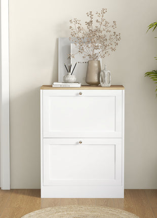 Likeshoppe Slim Shoe Storage Cabinet with Flip Drawers – Modern Entryway Shoe Organizer