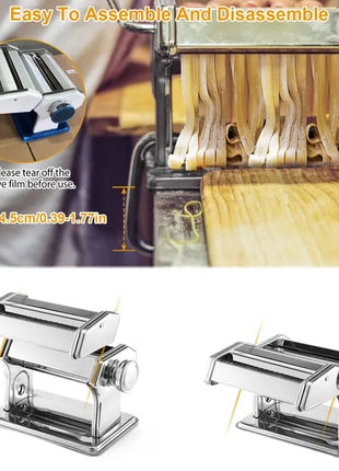 Likeshoppe Choice Stainless Steel Manual Pasta Maker – Adjustable Noodle Machine for Spaghetti &amp; Fettuccine