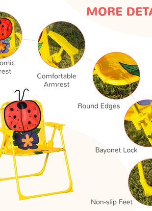 Kids Outdoor Table and Chair Set with Umbrella – Ladybug 4-Piece Patio Furniture Set for Backyard Ages 3–6