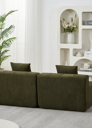 Likeshoppe Curved Modular Chenille Sectional Sofa – Green 4-Seat Semi-Circular Cloud Couch with Pillows for Living Room