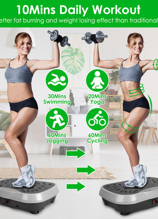 Whole Body Vibration Exercise Machine with Resistance Bands – Home Fitness Platform