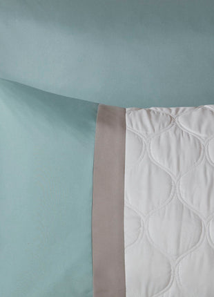 Likeshoppe Queen 8 Piece Comforter Set Seafoam – Luxury Quilted Damask Bedding Set with Decorative Pillows & Bed Skirt