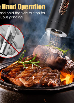 USB Rechargeable Electric Pepper Grinder with LED Light – Automatic Salt & Spice Mill with 6 Adjustable Coarseness Settings