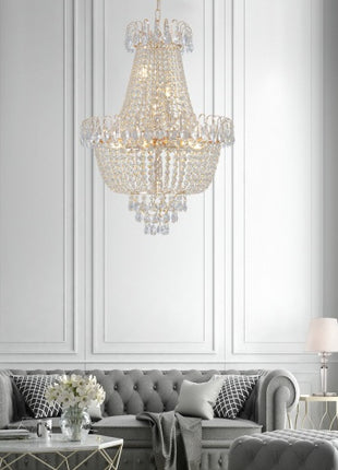 Likeshoppe Gold Crystal Chandelier Modern Luxury – K9 Crystal Ceiling Light Fixture for Living Room, Dining Room & Entryway (10 Light E12)