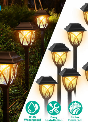 Solar Garden Stake Lights Water Ripple LED – Outdoor Pathway Lights for Yard Lawn Patio (6 Pack)