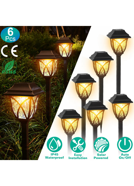Solar Garden Stake Lights Water Ripple LED – Outdoor Pathway Lights for Yard Lawn Patio (6 Pack)