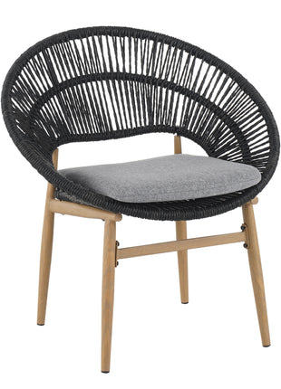 Likeshoppe Outdoor Wicker Papasan Dining Chairs Set of 2 with Cushions – Modern Patio Chairs with Teak Legs for Garden, Balcony & Outdoor Dining