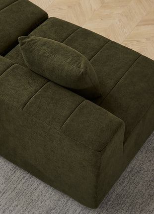 Likeshoppe Curved Modular Chenille Sectional Sofa – Green 4-Seat Semi-Circular Cloud Couch with Pillows for Living Room