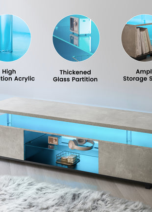 LED Gaming TV Stand for 70 Inch TV – Modern Entertainment Center with Storage Cabinet