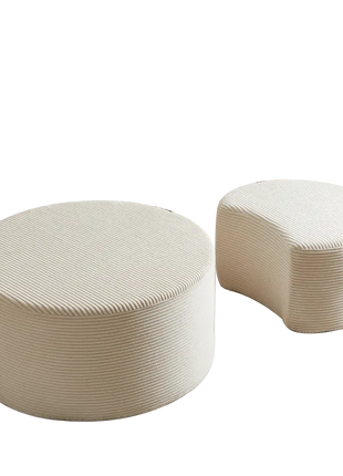 Upholstered Nesting Coffee Table Set of 2 – Round Corduroy Ottoman Coffee Tables